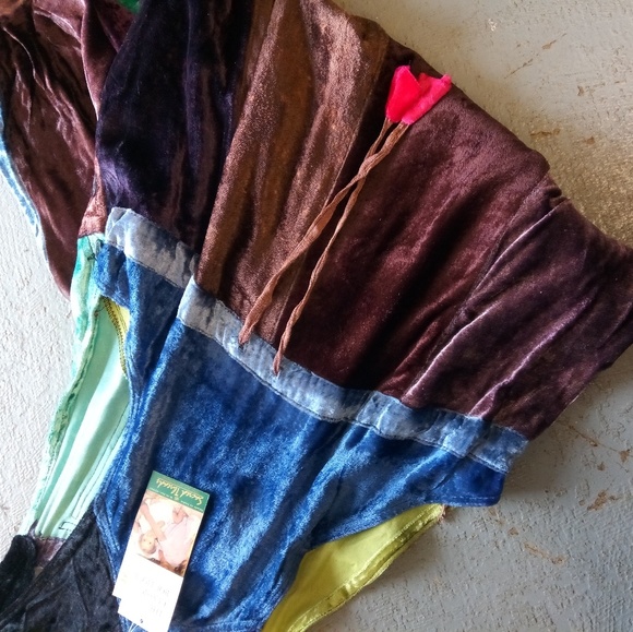 Velvet Overalls by Sacred Threads Ties in Back - Picture 4 of 6